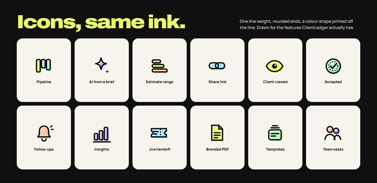 Icons, same ink